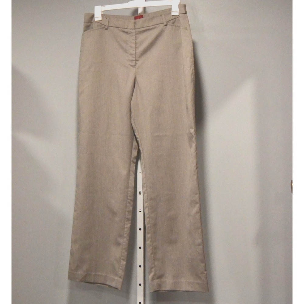 212 Collection Gray Micro Herringbone Straight Leg Pants Stretch 16 Average